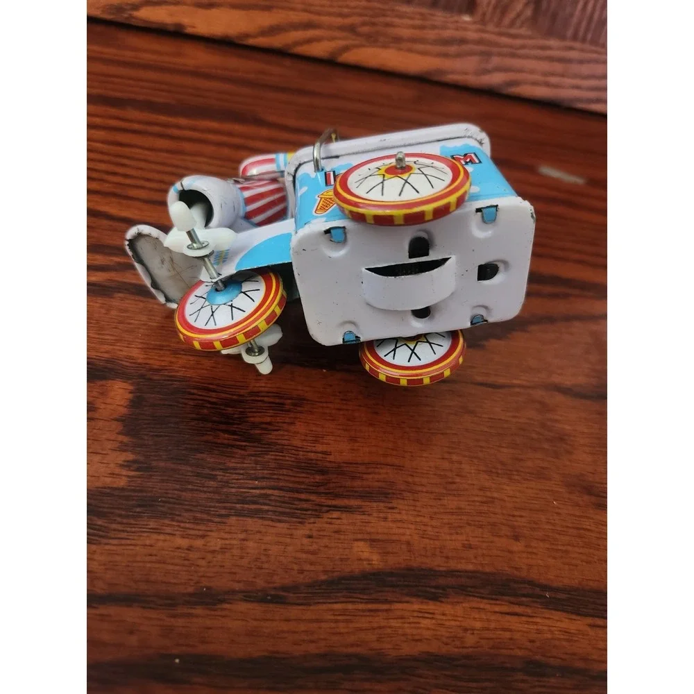 Vintage Retro Tin Litho‎ Wind-Up Ice Cream Bicycle Man-  Runs Great